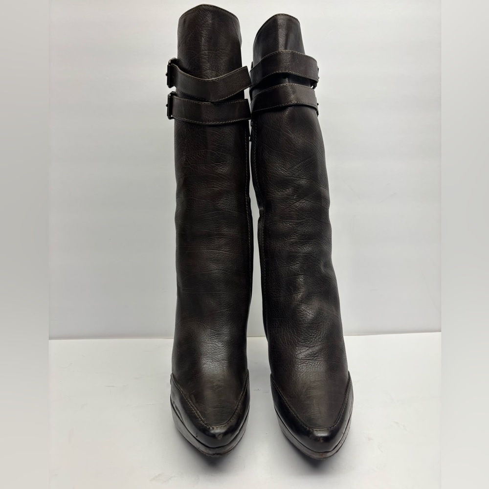 Proenza Schouler Women’s Leather Buckle Boots - Dark Brown, SZ 7